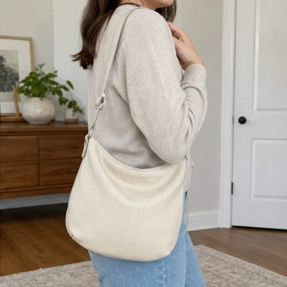 Cream Quilted Crossbody Bag